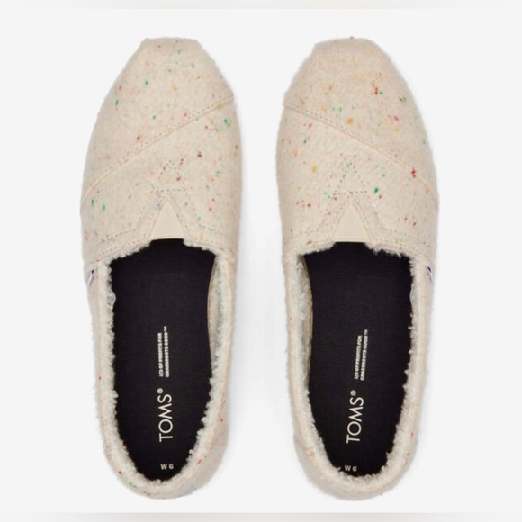 Tom’s Alpargata REPREVE® Twill natural faux shearling slip on flats size 11 new - Picture 3 of 6